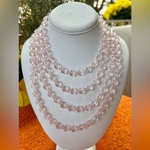 Tarina Tarantino Vintage Four Row Lucite Cube Necklace in baby pink